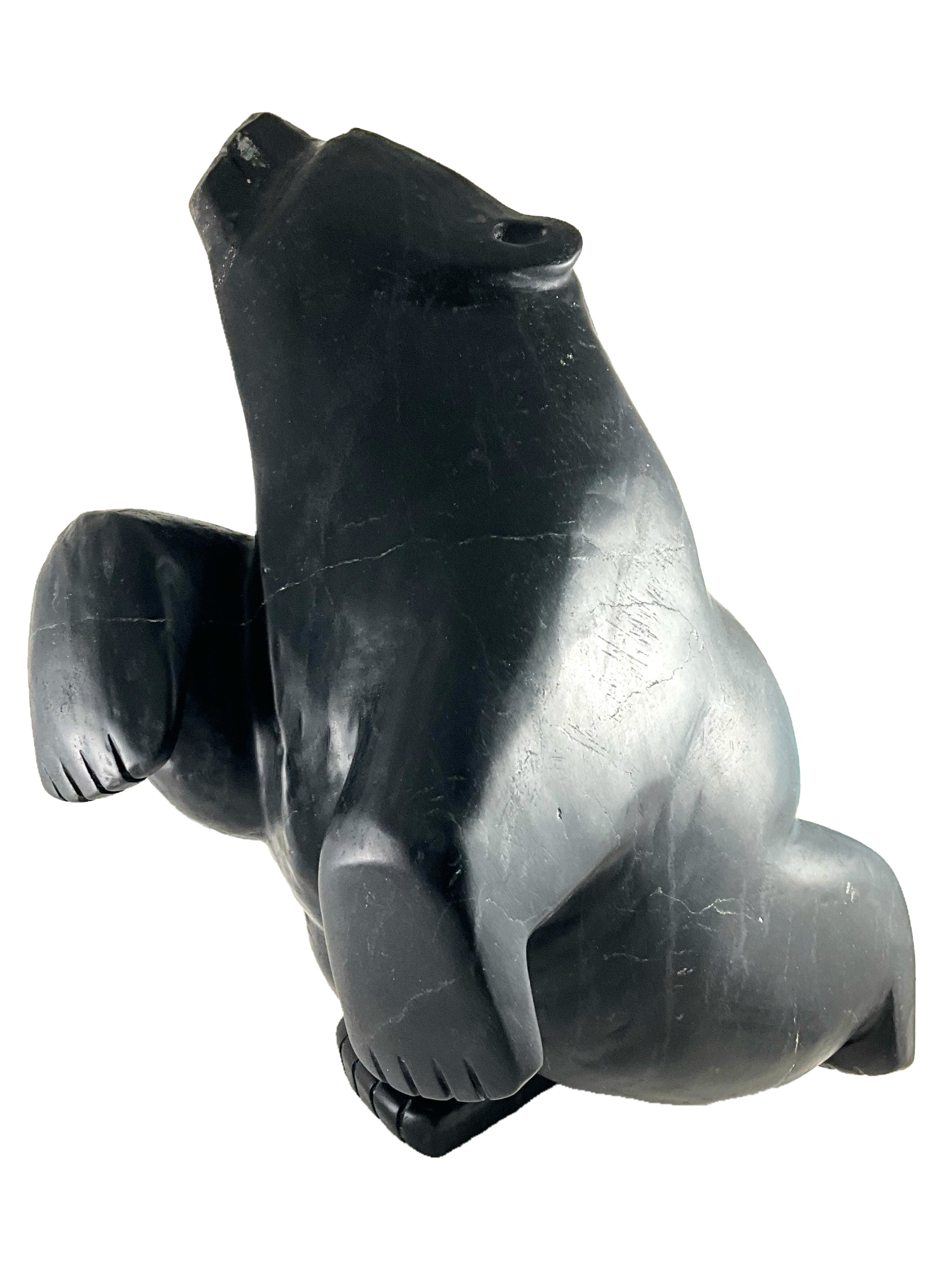 Powerful black marble dancing bear by Adamaie Mathewsie