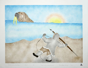 Hunting Walrus with a Harpoon by May Lonsdale inuit art