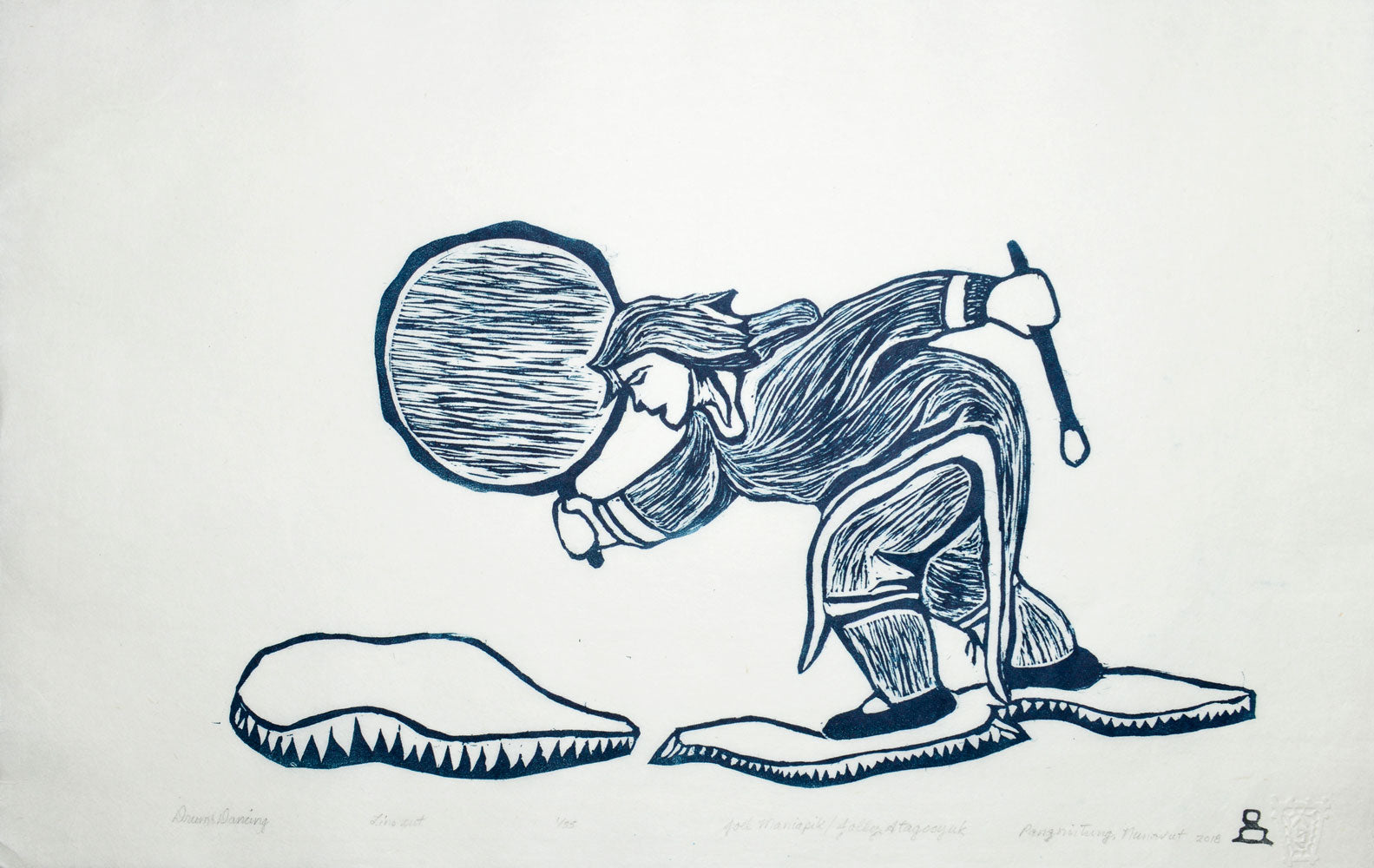 Drum Dancing by Joel Maniapik inuit art