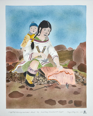 Majjaturq (Cleaning a Sealskin) by David Poisey inuit art