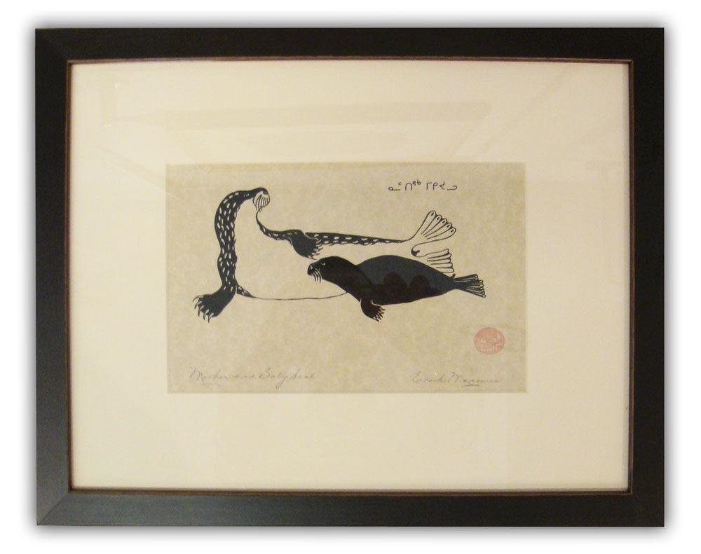 Mother and baby seal by Enook Manomie