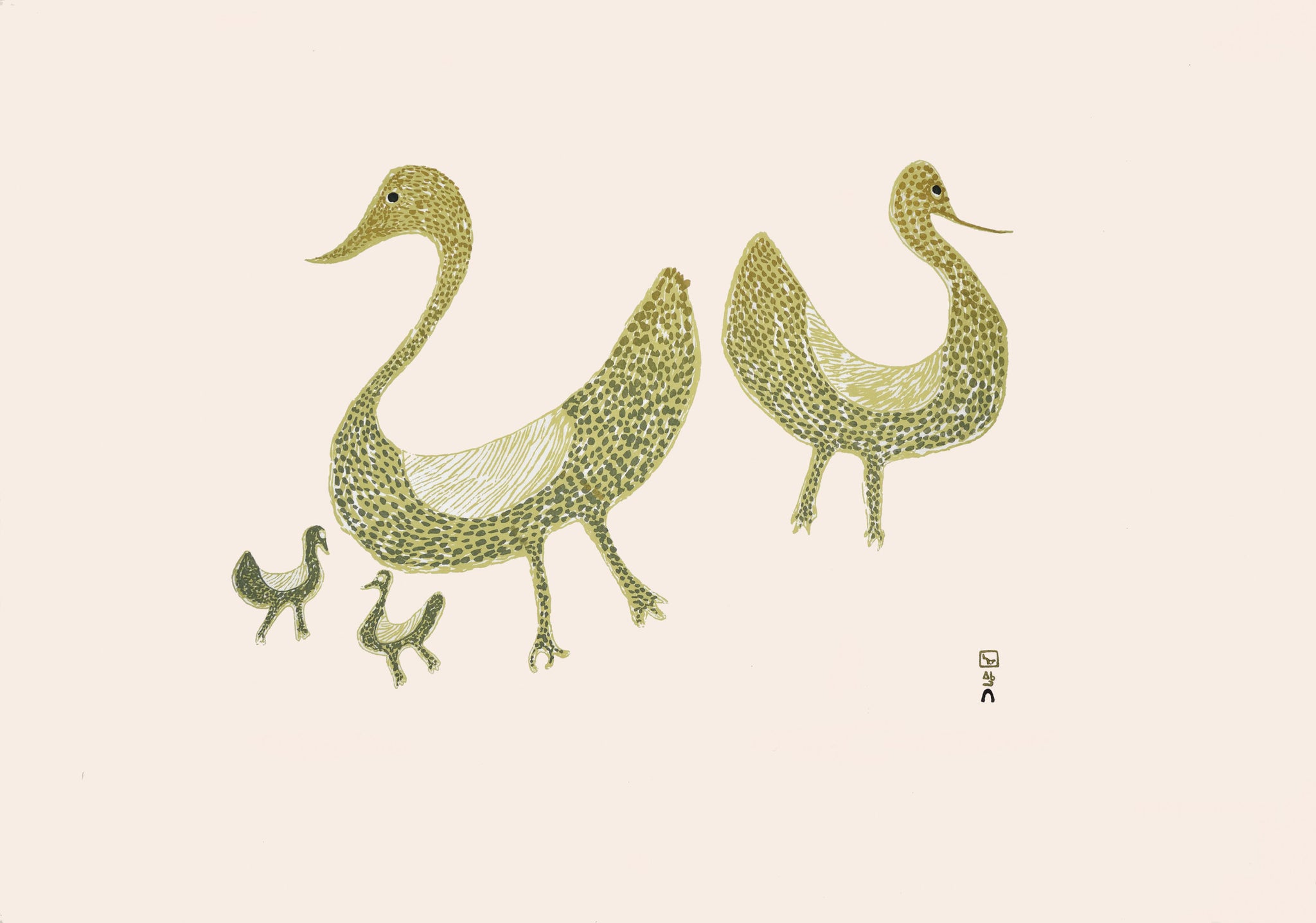 Famille d'oiseaux par Sharni Pootoogook