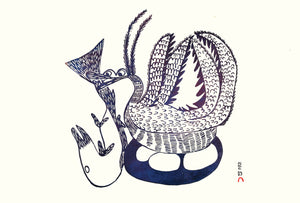 Bird with Fish by Pitseolak Ashoona inuit art