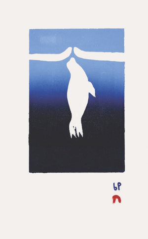 MATTHEW FLAHERTY                                                 7. Alluq (Seal Breathing Hole) Linocut Paper: Kizuki Kozo White Printer: Kakee Ningeoseak & Matthew Flaherty          25.5 x 16 cm                                                    Alluq by MATTHEW FLAHERTY