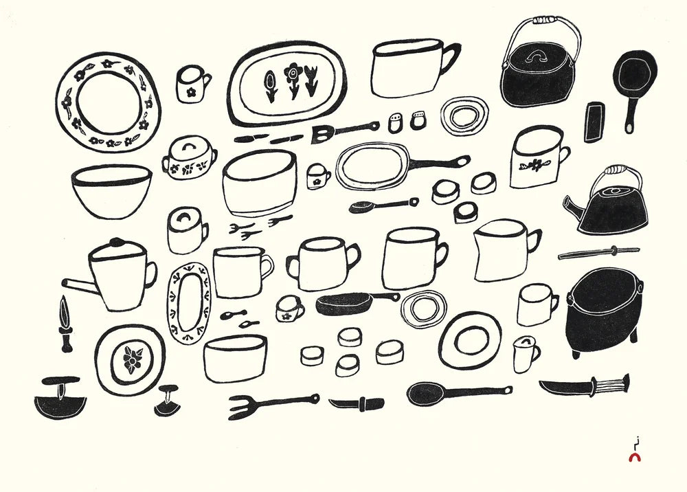 Ananaanama Uutsitingi  (My Mother’s Kitchen Set) by MARY ELI PARR From the cape dorset inuit art print collection 2026