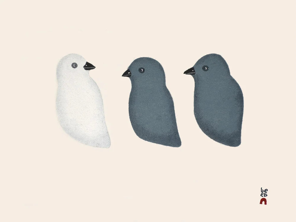 Aqiggiit (Ptarmigans) by QAVAVAU MANUMIE From the cape dorset inuit art print collection 2026