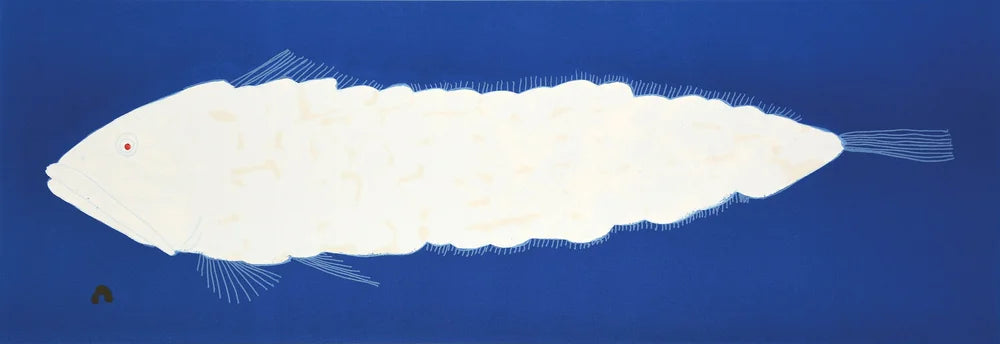 Fearsome fish by NINGIUKULU TEEVEE from the cape dorset annual fine art print collection 2026