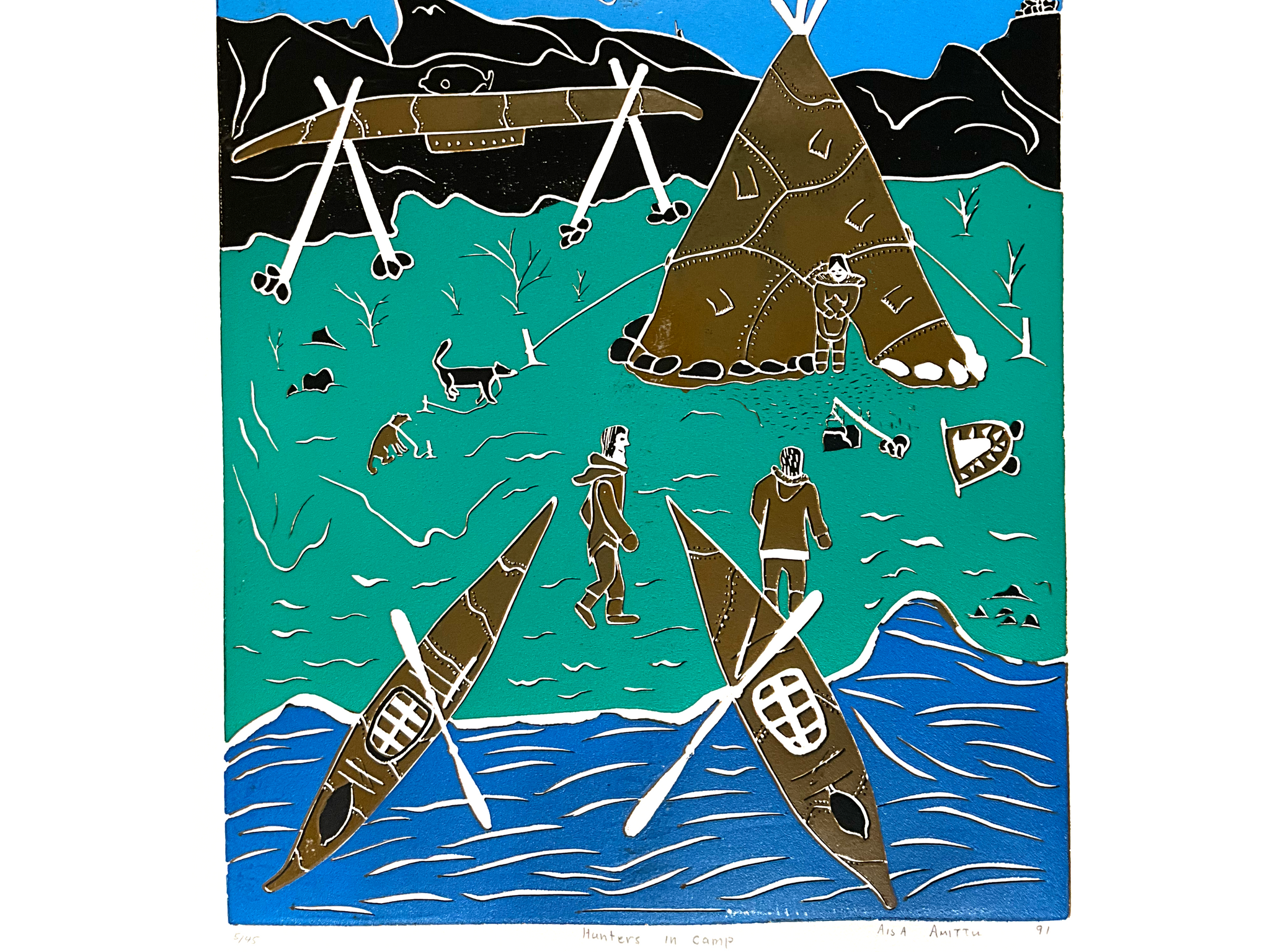 Hunters in camp by Aisa Amittu