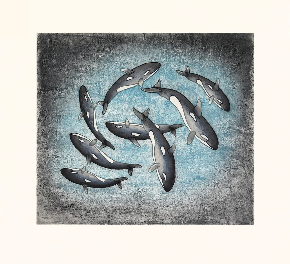 Kaivattuit (Circling Whales) by QAVAVAU MANUMIE from the cape dorset print collection 2026