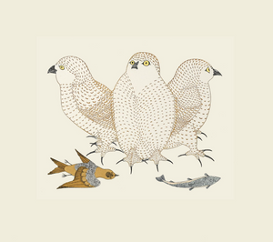 Young Owls with Catch by Kananginak Pootoogook
