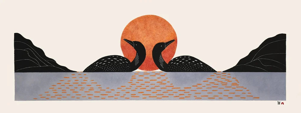 Shimmering Loons by QUVIANAQTUK PUDLAT From the cape dorset 2026 annual inuit art print collection 