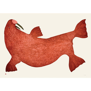 Red Walrus, Tim Pitsiulak, Cape Dorset, Inuit art, Art inuit, Eskimo art, gravures inuit, inuit print, eskimo print, 2016, print, collection