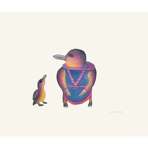 Early Lesson, Malaija Pootoogook, Cape Dorset, Inuit art, Art inuit, Eskimo art, gravures inuit, inuit print, eskimo print, 2016, print, collection