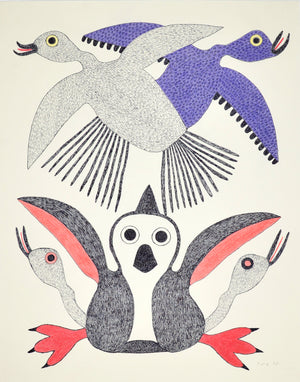 Fünf Vögel, Zeichnung von Meelia Kelly 
