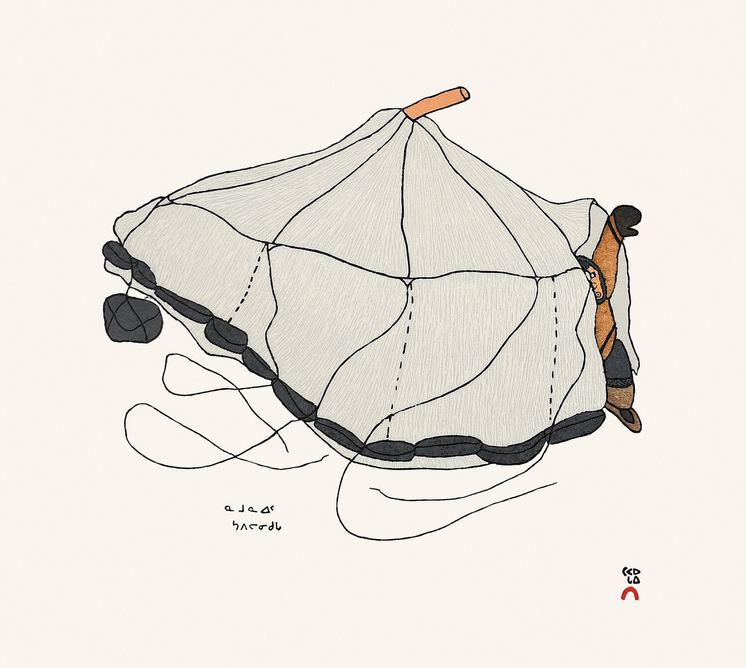 inuit zelt Inuit-Kunstdruck von Shuvinai Ashoona, Gravuren Inuit, Inuit-Druck, Cape Dorset-Druck, Steinschnitt, Eskimo-Druck