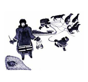 INUIT TRAPPERS AND DOGS von Oshoochiak Pudlat