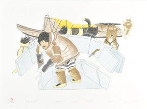 BUILDING THE SNOWHOUSE by Kananginak Pootoogook