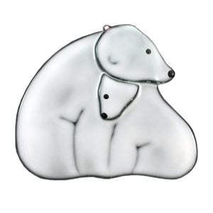 Polar Bear glass sun catcher by Nancy Legassicke